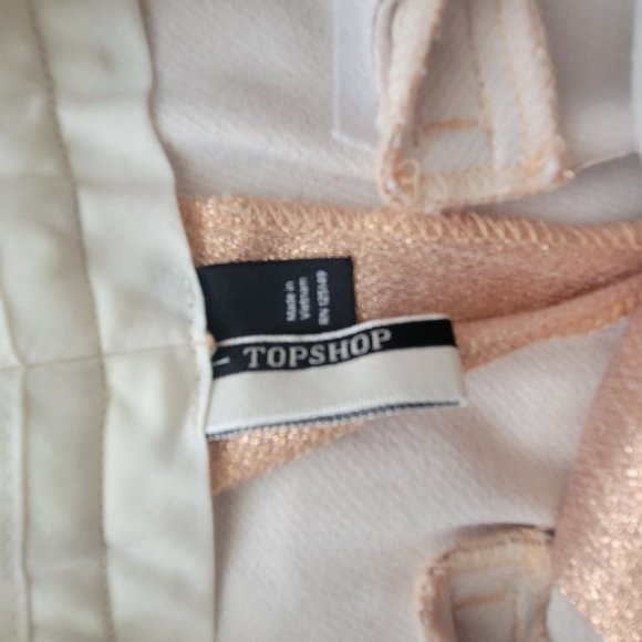 Topshop Pink Peach Champagne Sparkle Shimmer Trousers Pants - Picture 3 of 3